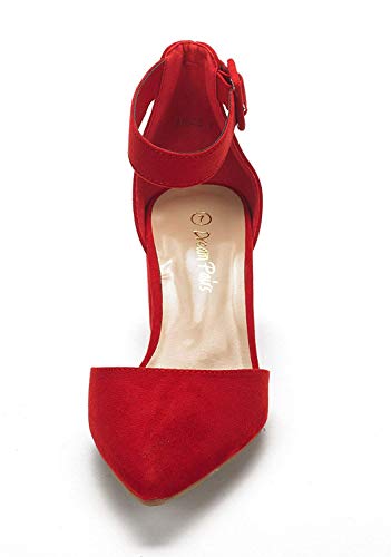Dream Pairs Annee Zapatos de Tacón Bajo Ante para Mujer Rojo 40 EU/9.5 US
