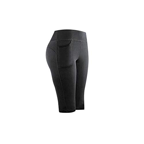 DressLksnf Mujer Mallas Pantalones Deportivos Yoga Fitness,Leggins Pantalon Deporte Yoga de Mujer Pilates Tramo con Bolsillos Pantalones De Cinco Puntos De Color Liso De Secado RáPido A36