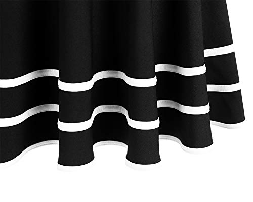 DRESSTELLS Falda Mujer Mini Corto Elástica Plisada Básica Multifuncional Black-White S