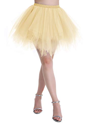 Dressystar Falda de tutú de tul para mujer de la década de los años 50 (15 colores), Primavera-Verano, Asimétricos, Mujer, color champán, tamaño 36