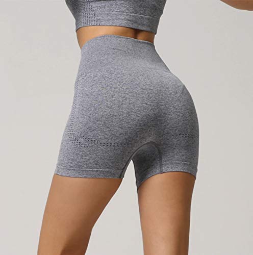 Ducomi Ade Shorts Deportivos para Mujer - Shorts de Fitness para Yoga, Gimnasio, Running y Pilates - Leggings Cortos Ajustados, Cintura Alta Adelgazante Suave y Transpirable (Gris, L)