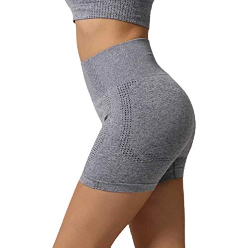 Ducomi Ade Shorts Deportivos para Mujer - Shorts de Fitness para Yoga, Gimnasio, Running y Pilates - Leggings Cortos Ajustados, Cintura Alta Adelgazante Suave y Transpirable (Gris, L)