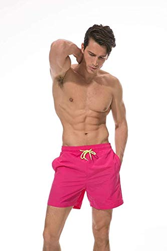 Ducomi Ben - Bañador para hombre y playa, con triple bolsillo – Pantalón corto de malla interior, elástico y secado rápido. Calzoncillos para natación, voleibol, playa y Surf rosa S