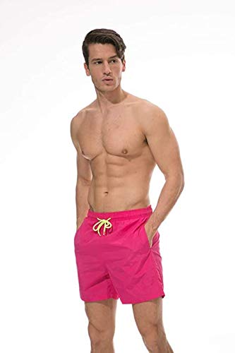 Ducomi Ben - Bañador para hombre y playa, con triple bolsillo – Pantalón corto de malla interior, elástico y secado rápido. Calzoncillos para natación, voleibol, playa y Surf rosa S