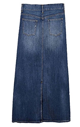 ECOTISH Mujeres Elegante Alta Cintura Denim A-Line Falda Slim Fit cómoda Falda Larga de Mezclilla para Las Damas de Jean Azul Falda lápiz (Large, Azul 2)