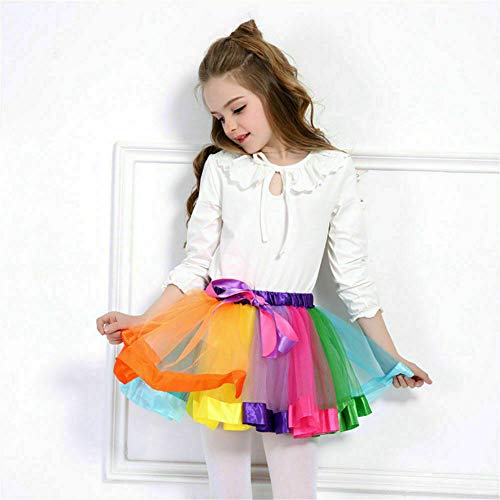 ECYC Girls Colorful Layered Rainbow Tutu Falda Trajes Ballet Dance Party Dress, 13 AñOs