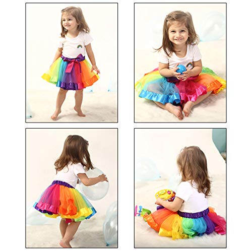 ECYC Girls Colorful Layered Rainbow Tutu Falda Trajes Ballet Dance Party Dress, 13 AñOs