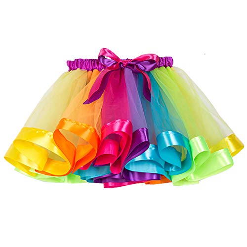 ECYC Girls Colorful Layered Rainbow Tutu Falda Trajes Ballet Dance Party Dress, 13 AñOs