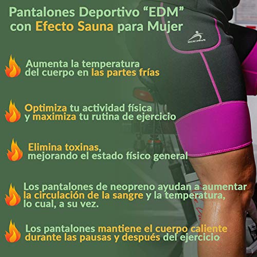 EDM - Pantalones Sauna para Mujer - Pantalones Neopreno Térmicos - Pantalón de Sudoración - Pantalones Cortos de Neopreno térmicos para Ejercicio - Mallas sudoración Mujer - Rosado XL