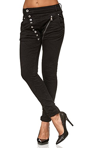 Elara Jeans para Mujer Boyfriend Baggy Botones Chunkyrayan Negro C613K-15/F15 Black 36/S