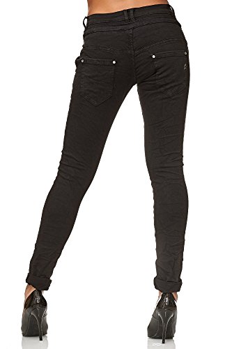 Elara Jeans para Mujer Boyfriend Baggy Botones Chunkyrayan Negro C613K-15/F15 Black 42/XL