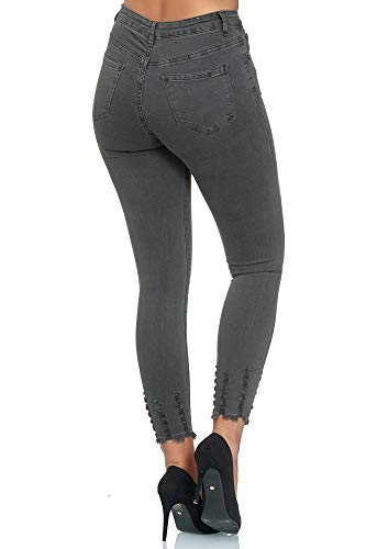 Elara Jeans para Mujer Elástico Cintura Alta Skinny Chunkyrayan Gris EL01-6 Grey 48 (4XL)