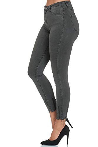 Elara Jeans para Mujer Elástico Cintura Alta Skinny Chunkyrayan Gris EL01-6 Grey 48 (4XL)
