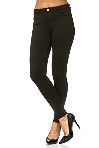 Elara Jeans para Mujer Elástico Cintura Alta Skinny Chunkyrayan Negro L003 Black 36 (S)