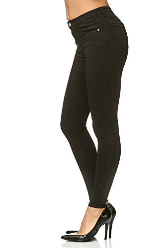 Elara Jeans para Mujer Elástico Cintura Alta Skinny Chunkyrayan Negro L003 Black 36 (S)