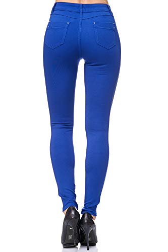 Elara Pantalón Elástico de Mujer Skinny Fit Jegging Chunkyrayan Azul H01-16 Blue 36 (S)