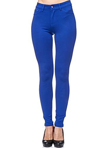 Elara Pantalón Elástico de Mujer Skinny Fit Jegging Chunkyrayan Azul H01-16 Blue 36 (S)