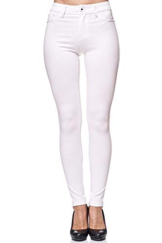 Elara Pantalón Elástico de Mujer Skinny Fit Jegging Chunkyrayan Blanco H13 White 34 (XS)