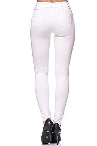 Elara Pantalón Elástico para Mujer Skinny Fit Jegging Chunkyrayan Blanco Neu H13 White-46 (3XL)