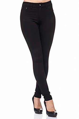 Elara Pantalón Elástico para Mujer Skinny Fit Jegging Chunkyrayan Negro A2488 Black 40 (L)