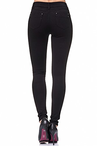 Elara Pantalón Elástico para Mujer Skinny Fit Jegging Chunkyrayan Negro A2488 Black 40 (L)