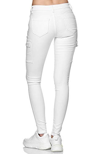 Elara Pantalones Cargo Mujer Slim Fit Denim Chunkyrayan Blanco YA572 White-46 (3XL)