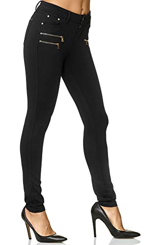 Elara Pantalones Elásticos de Mujer Skinny Fit Jegging Chunkyrayan Negro H86 36 (S)