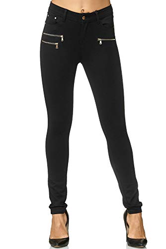 Elara Pantalones Elásticos de Mujer Skinny Fit Jegging Chunkyrayan Negro H86 36 (S)