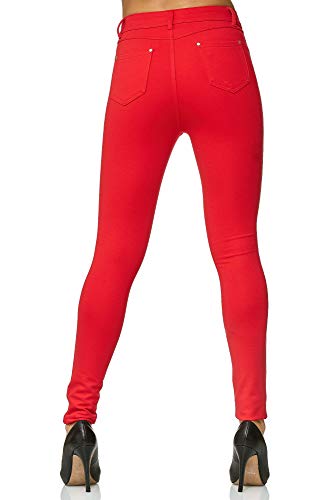 Elara Pantalones Elásticos de Mujer Skinny Fit Jegging Chunkyrayan Rojo H86-10 Rot 34 (XS)