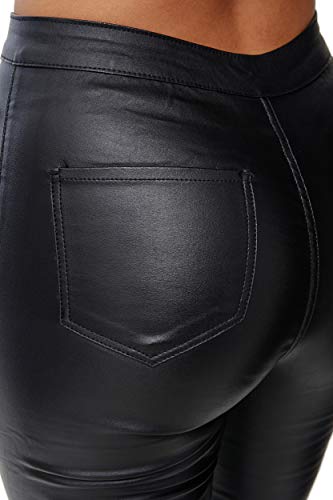 Elara Pantalones Mujer Polipiel Cintura Alta Chunkyrayan JS799 Black-48