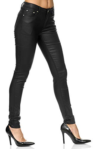Elara Pantalones Mujer Polipiel Push Up Chunkyrayan Negro E621 Black-38 (M)