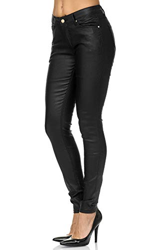 Elara Pantalones Mujer Polipiel Push Up Chunkyrayan Negro E621 Black-38 (M)