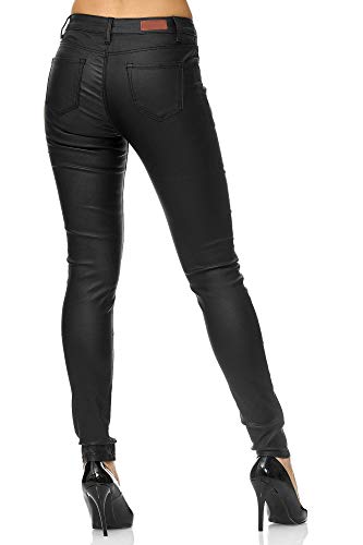 Elara Pantalones Mujer Polipiel Push Up Chunkyrayan Negro E621 Black-38 (M)