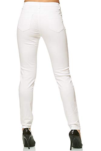 Elara Pantalones para Mujer Jeans Elástico Chunkyrayan Blanco G09-1 White 40 (L)
