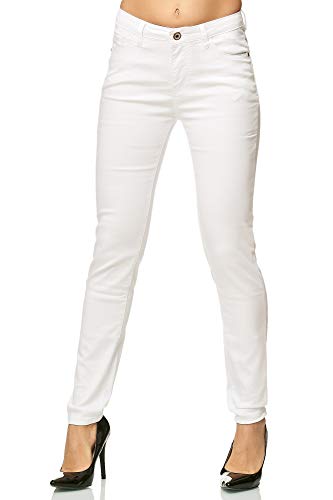 Elara Pantalones para Mujer Jeans Elástico Chunkyrayan Blanco G09-1 White 40 (L)