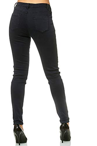 Elara Pantalones para Mujer Jeans Elástico Chunkyrayan Negro G09 Black 38 (M)
