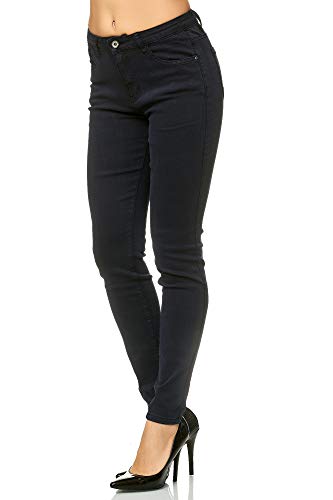 Elara Pantalones para Mujer Jeans Elástico Chunkyrayan Negro G09 Black 46 (3XL)