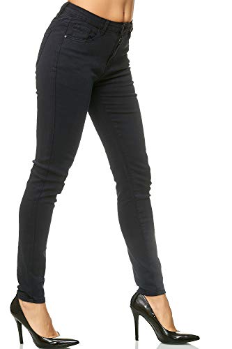 Elara Pantalones para Mujer Jeans Elástico Chunkyrayan Negro G09 Black 46 (3XL)