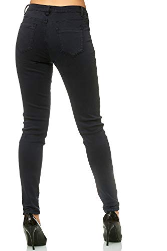 Elara Pantalones para Mujer Jeans Elástico Chunkyrayan Negro G09 Black 46 (3XL)