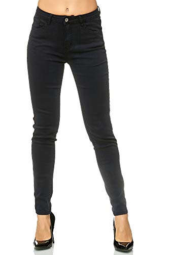 Elara Pantalones para Mujer Jeans Elástico Chunkyrayan Negro G09 Black 46 (3XL)