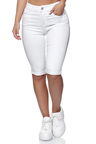 Elara Vaqueros 3/4 Mujer Push Up Bermuda Chunkyrayan Blanco MB2028 White-38 (M)