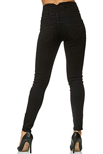 Elara Vaqueros Elásticos para Mujeres Cintura Alta Flaca Chunkyrayan Negro Y6109 Black 46 (3XL)