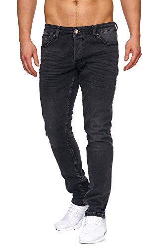 Elara Vaqueros Hombre Slim Fit Denim Stretch Chunkyrayan Negro 16533-Schwarz-36W / 36L