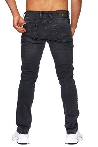 Elara Vaqueros Hombre Slim Fit Denim Stretch Chunkyrayan Negro 16533-Schwarz-36W / 36L