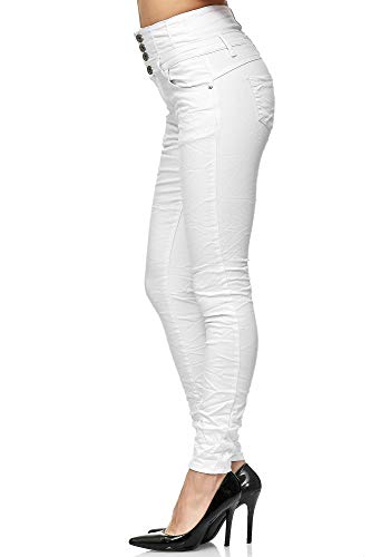 Elara Vaqueros Mujer Cintura Alta Push Up Skinny Fit Chunkyrayan Blanco 1949-1 White-34 (XS)