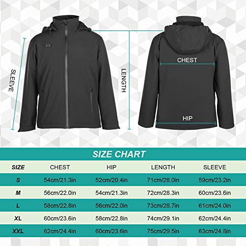 Eléctrica Chaqueta Calefacción, Abrigo Capucha Con Calefacción USB con Interruptor Doble y 4 Almohadillas Térmicas, Chaqueta Invierno Lavable y Resistente al Viento para Actividades al Aire Libre (XL)