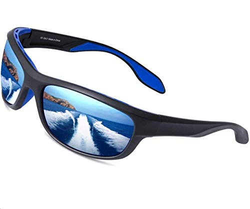 Elegear Gafas de Sol Hombre Polarizadas Gafas deportivas Súper Ligero y Cómodo Anti UVA UV Marco TR90 Lente Espejo con REVO Gafas hombre y mujer Ciclismo MTB Running Coche Moto Montaña-Gafas Azules