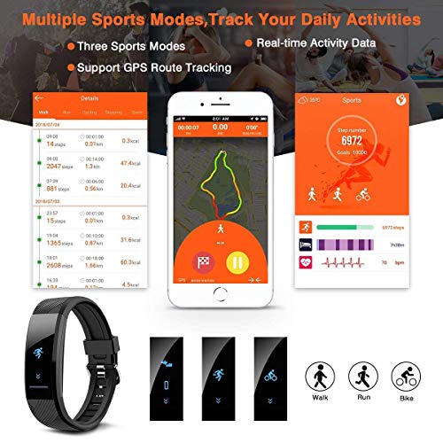 ELEGIANT Pulsera de Actividad Inteligente, Reloj Deportivo IP67 para Hombre Mujer con GPS Monitor de Sueño Podómetro Contador Calorías Notificación de Whatsapps Facebook Llamadas para iOS Android