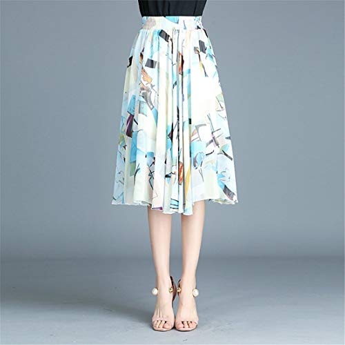 Elodiey 2018 Original Líneas Falda Plisada Negocios hasta A La Rodilla Doble Capa Gasa Elegante Falda Maxi Impreso Encantadora Tight Fluttering Falda Falda De Cintura Elástica