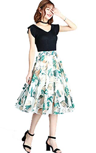 Elodiey 2018 Original Líneas Falda Plisada Negocios hasta A La Rodilla Doble Capa Gasa Elegante Falda Maxi Impreso Encantadora Tight Fluttering Falda Falda De Cintura Elástica